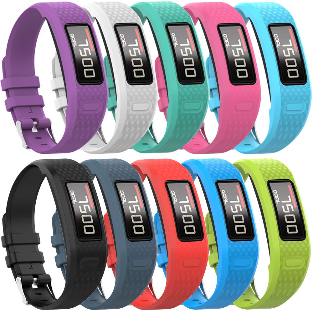 QGHXO Band for Garmin Vivofit 1 / Vivofit2, Soft Silicone Replacement Watch Band Strap for Garmin Vivofit 1 / Vivofit 2 Activity Tracker, Small, Large, Ten Colors (10PCS Bands, Small)