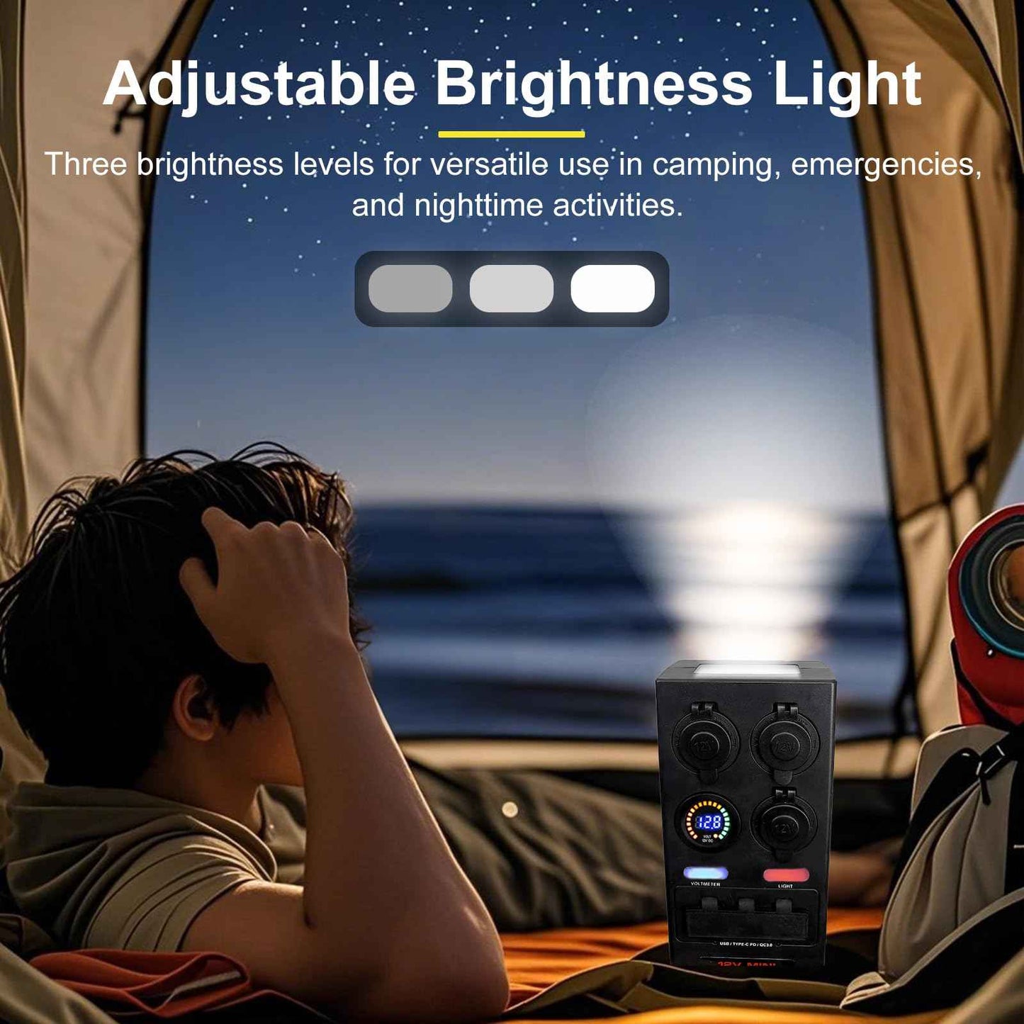 Mini Power Distribution Box 12V DC Battery Socket Max. 50A Current with 2 x Anderson, 6 x USB & 3 x Cig Sockets, Mini Battery Box for Outdoors RV Camping Fishing Emergency