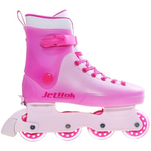 JetHok Inline Skates for Women Girls Adjustable Size, Inlineskates Removable Brake, ABEC-7 Bearings, for Outdoor Indoor Skating Fuchsia Rose Red (Barbie Pink, L,Women's US Size 4 5 6 7)