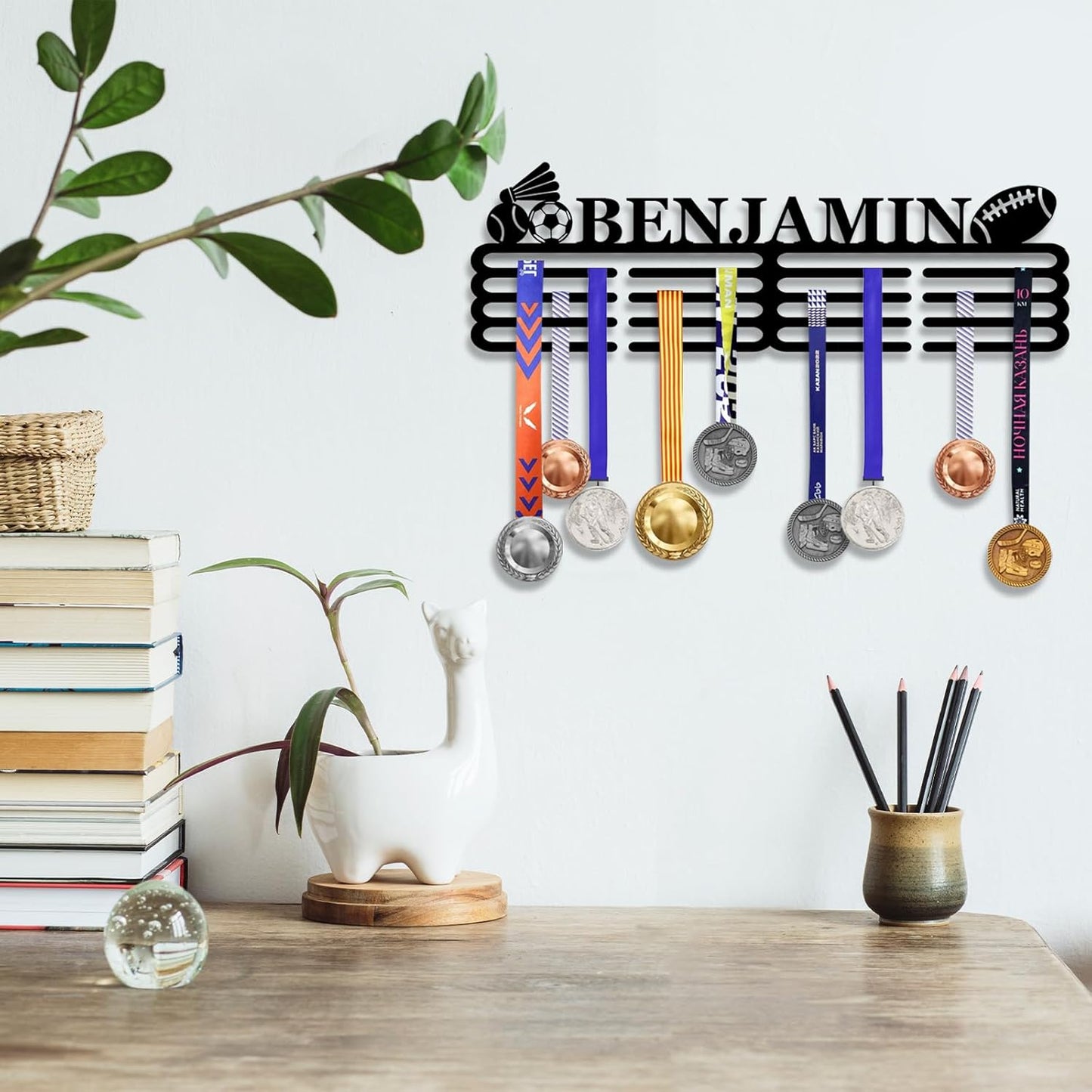 Skiennix Personalized Medal Hanger Display - Custom Name Wall Mount Trophy Rack | Ideal for Sports & Dance