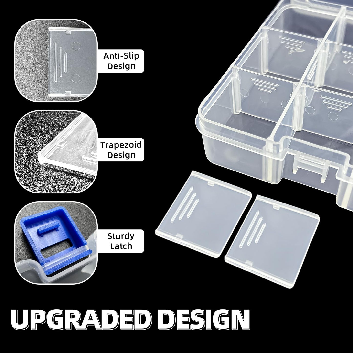 DUOFIRE Plastic Organizer Storage Box, Adjustable Divider 18 Grids, 2 Pack