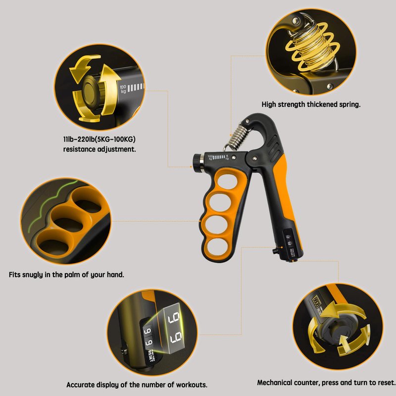 uvedabul Grip Trainer | Gain Herculean Strength with our Grip Strength Trainer - Crush Forearm Exercises with Adjustable Resistance and Ergonomic Design (yellow)