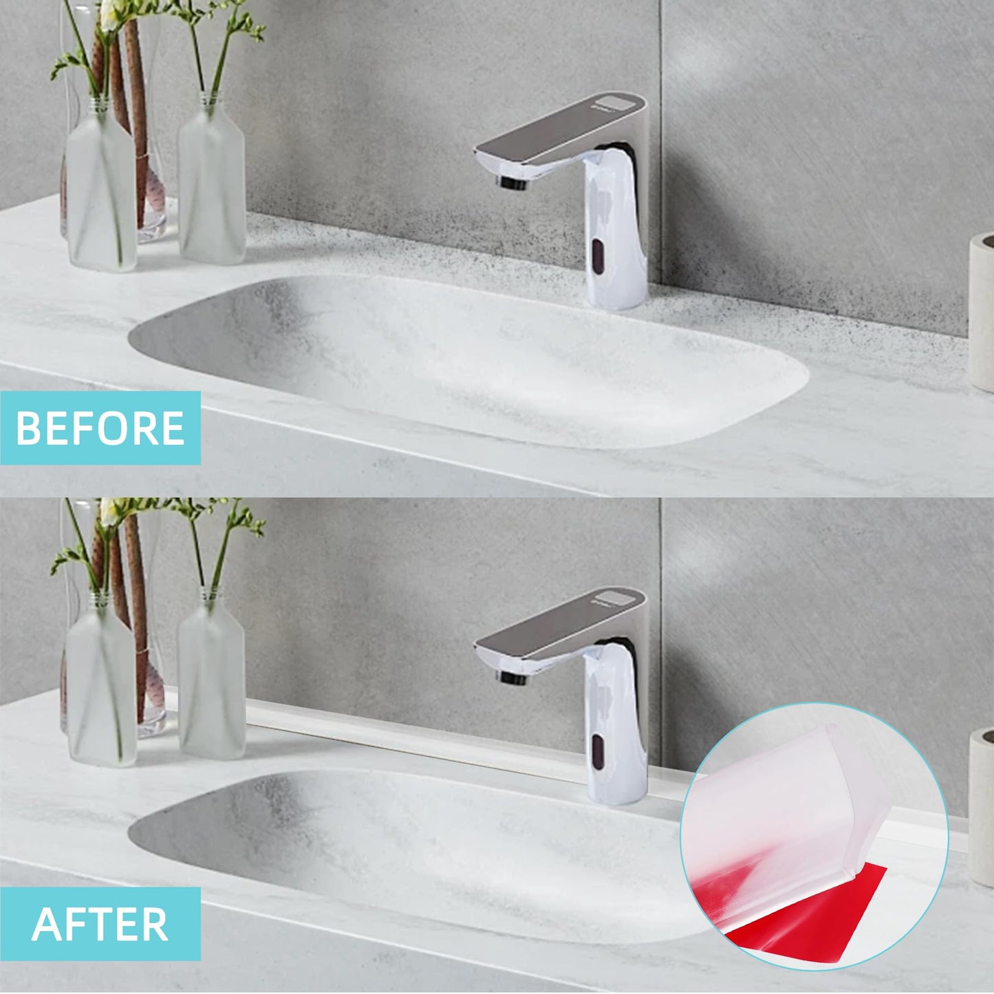 Shower Threshold Water Dam,Walk in Shower Water Guard, Shower Dam Water Barrier Bathroom Sink Splash for Dry And Wet Separation Caulk Seal Strip Edge Trim (39Inch, Transparent)