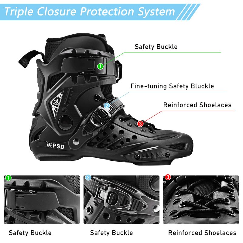 PASENDI Professional 4X80Mm Wheels Inline Skates,Outdoor Fitness Single Row Inline Skates for Adult Women Men, Black Adult Male.US Men9.5/Women10.5/28.5CM,Black