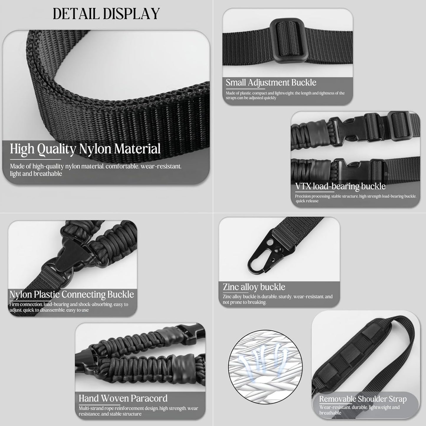 Skiennix Adjustable Two-Point Sling - Versatile Black Design for Comfort and Support