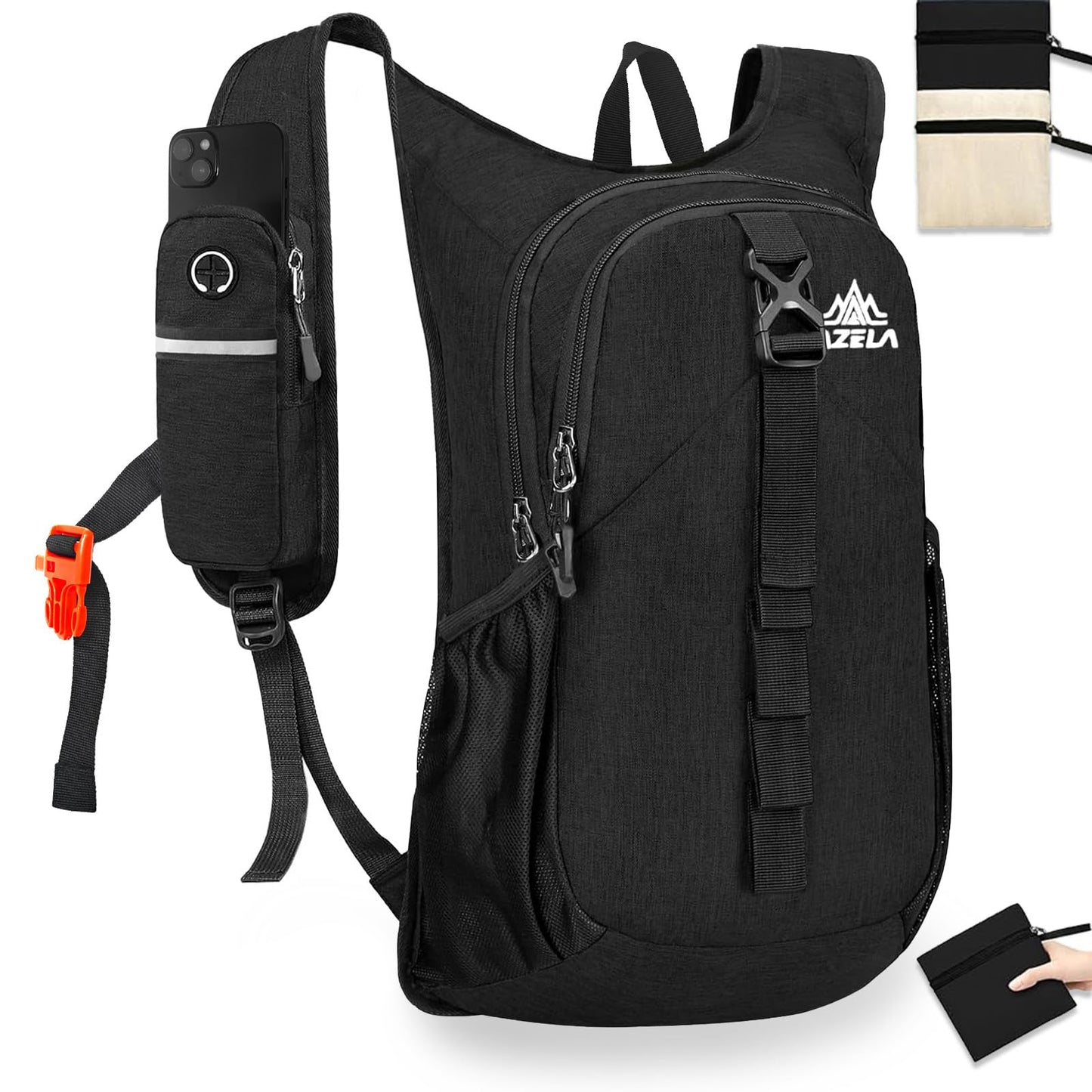 VOBUYING 15L Small Hiking Backpack Foldable Ultralight Trekking Camping Outdoors Backpack for Women Men (black)