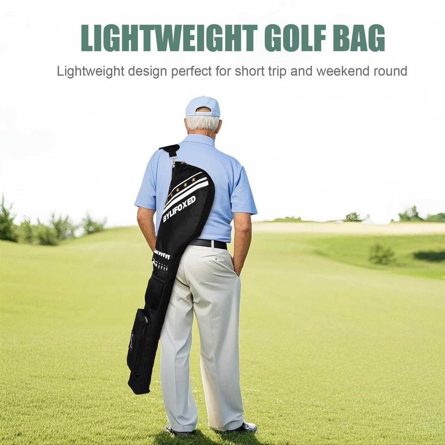 BYLIFOXED Par 3 Golf Carry Bag for Short Game,Sunday Golf Bag for Men,Small Golf Bag with Thick Foam Protection,Fit Up to 5-8 Clubs (Black)