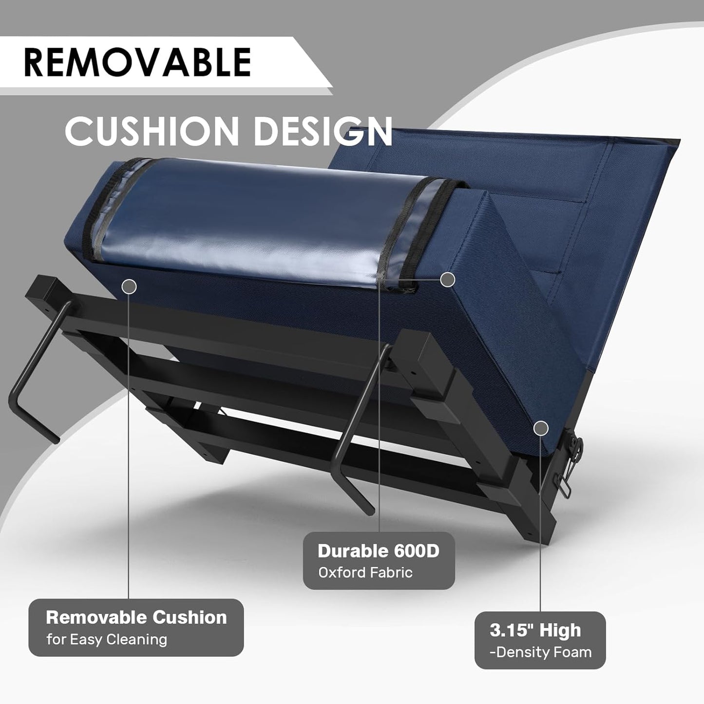 Stadium Seats - Portable Bleacher Chair with Back Support & Extra Thick Cushion | Folding Design with Storage Pocket