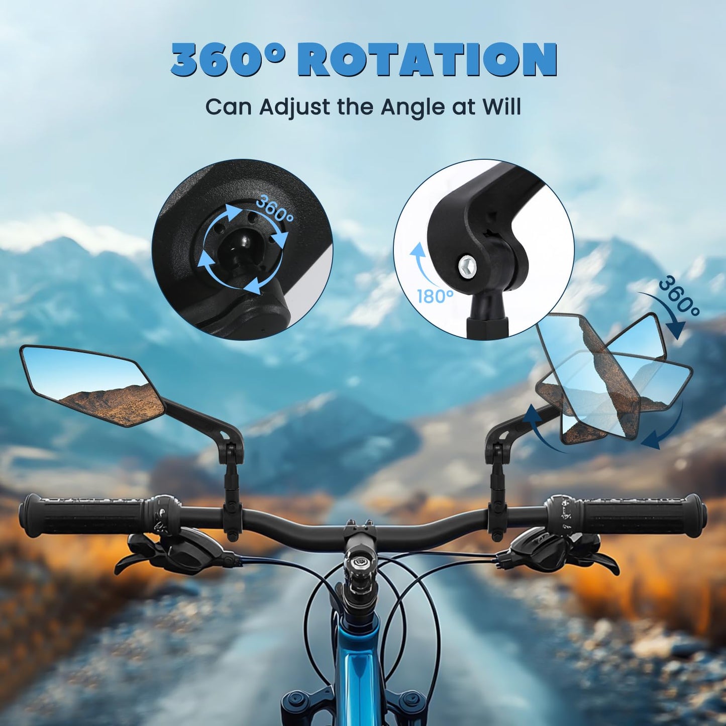 ARCUAT 1 Pair Bike Mirror Handlebar Mount, Rear View Mirror for Mountain Road Dirt Bike Motorcycle Electric Scooter, Bicycle Bar End Rearview Mirrors E Ebike Side Mirror Accessories for Men Adult