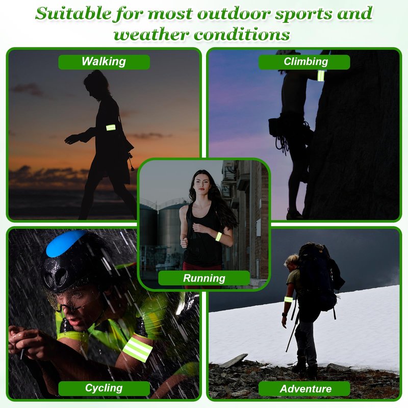 BOHUIZ 48 Pcs Reflective Bands Reflector Bands for Wrist, Arm, Leg, Ankle High Visibility Reflective Gear Safety Reflector Tape Straps for Night Running Cycling and Walking
