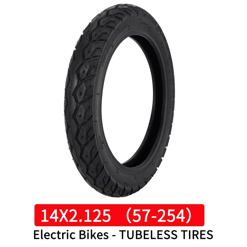 WEIYINGSI 14X2.125 Tubeless Tires, 14 X 2.125 Electric Bike Tires with Angled Valve for 14 Inch Electric Folding Bike, E-Bikes and E-Scooters