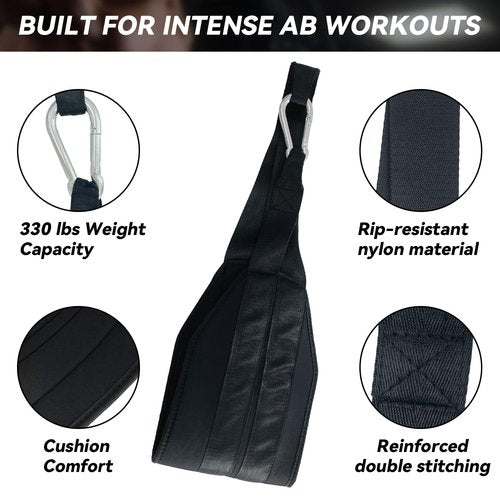 SUGOOE Hanging Ab Straps for Core Strength and Abdominal Training with 2 Rust-Resistant Carabiners, Pull Up Straps for Ab Workouts at Home and Gym (Pair)