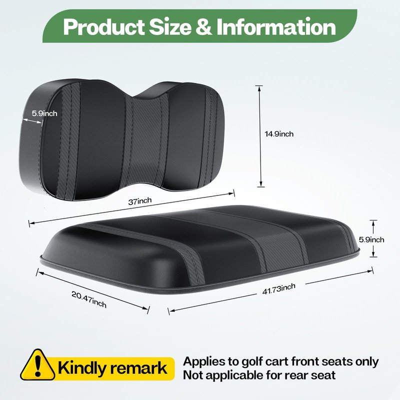 T TGBROS Golf Cart Seat Covers for Yamaha G29/Drive/Drive 2 OEM Ordinary Seat Cushion Golf Cart Front Seat Cover Kit Waterproof Vinyl Leather Breathable Anti-Scratch No Need Gun Nails