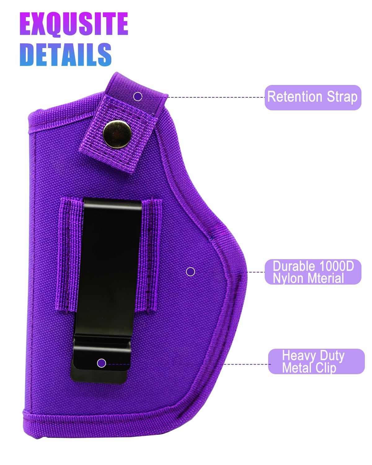 Gun Holster for Men&Women, IWB/OWB 9mm Holsters, 380 Pistol Holster fits Glock 19/17/23/26/27/42/43x, S&W M&P Shield, Sig Sauer and Similar Handguns (Purple)