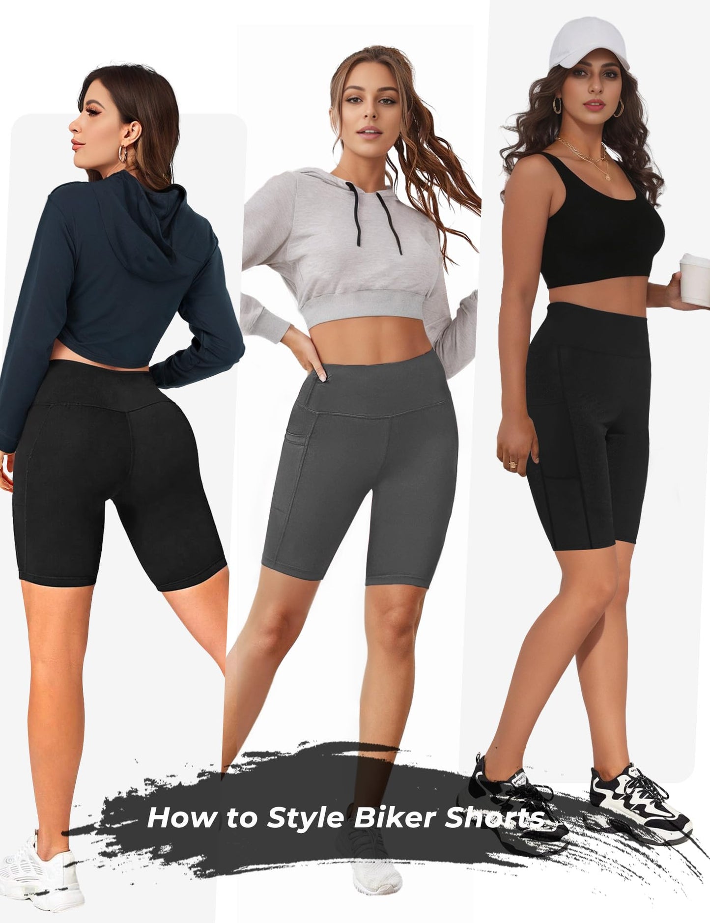 Buauty Biker Shorts Women with Pocket, 5 Inch High Waisted Pull-On Tummy Control Stretch Workout Yoga Athletic Bike Shorts for Gym, Running, Cycling, Casual Wear and Daily Outfits