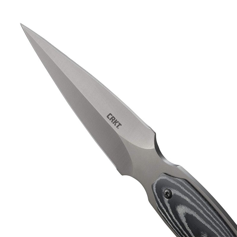 CRKT Shrill Fixed Blade Knife with Sheath: Stainless Steel Plain Edge Blade, Micarta Handle, 2075