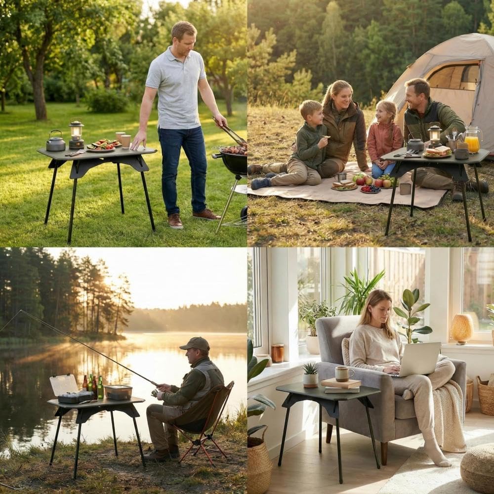 UoeRing Folding Camping Table,Outdoor Small Portable Aluminum Camp Table with Backpacking Carrying Bag for Camping Beach Picnic Grilling Hiking FishingTravel （Dark Green