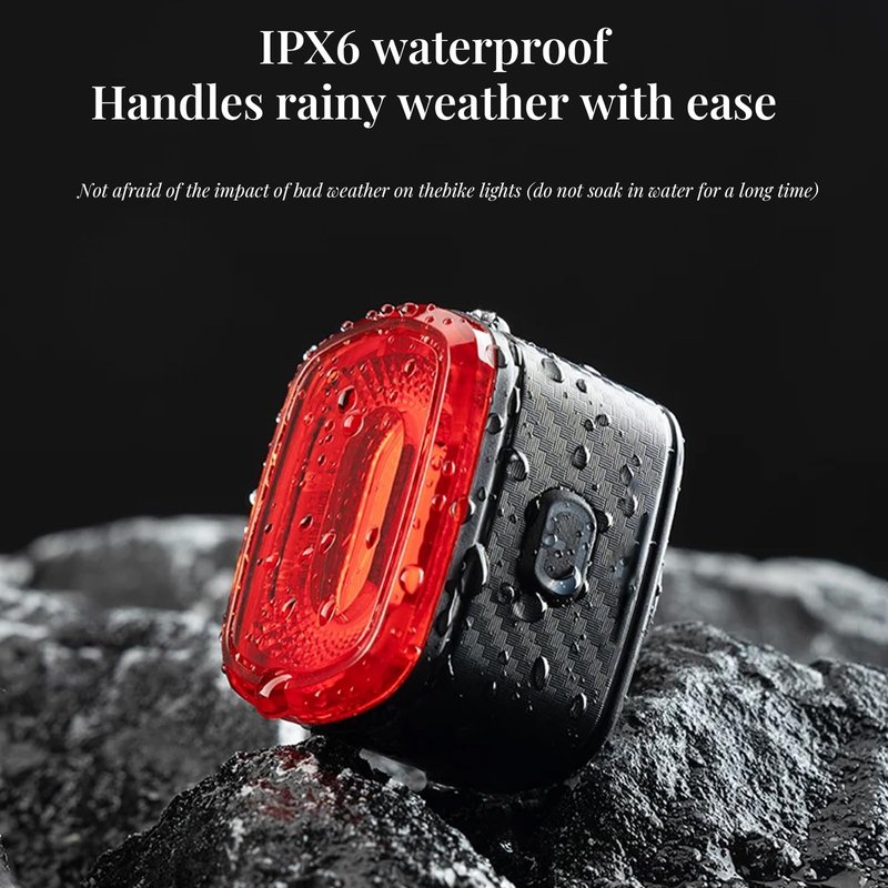 Smart Brake Sensing Bike Tail Light, IPX6 Waterproof USB-C Rechargeable Rear Light with 4 Modes & Same Frequency Induction for Night Cycling Safety
