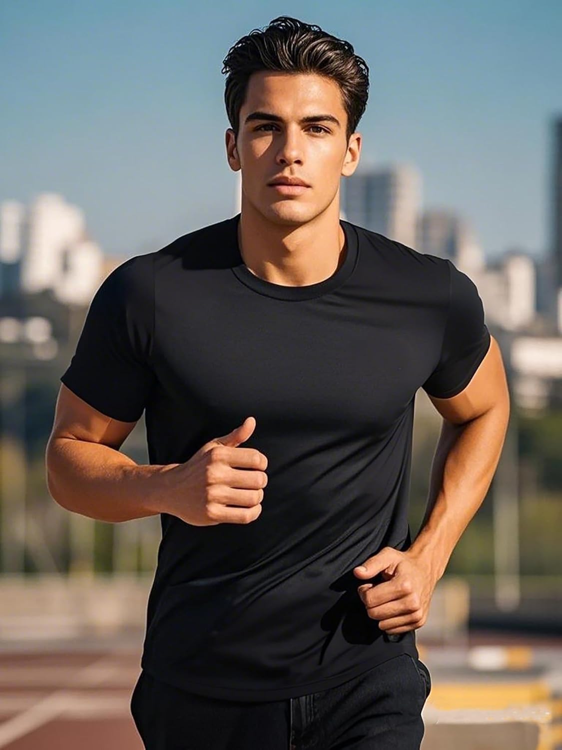 Skiennix Men's Athletic Quick-Dry Crew Neck T-Shirts - 5 Pack for Running & Gym Workouts