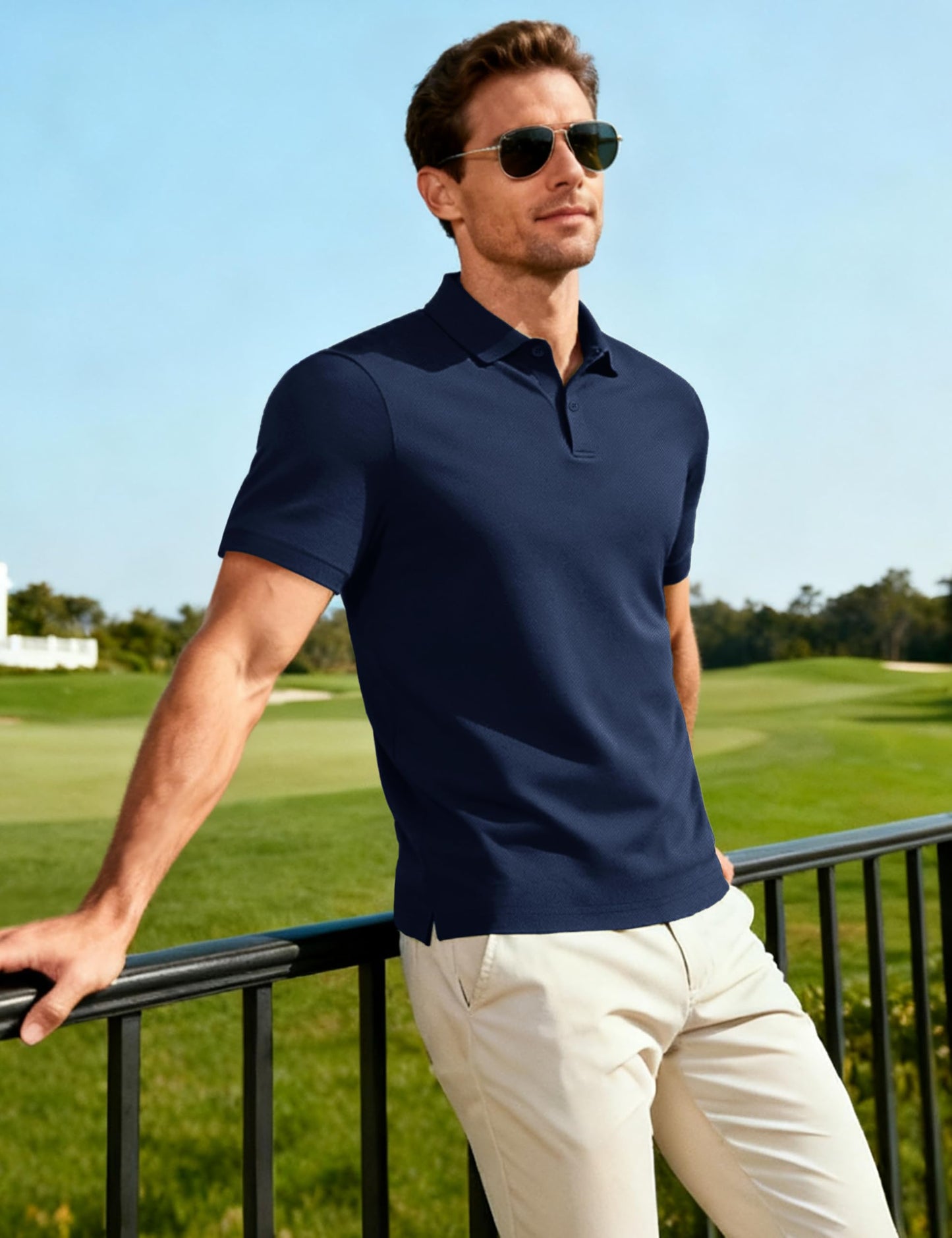 MAGCOMSEN Men's Polo Shirts Dry Fit Breathable Moisture Wicking Golf Casual