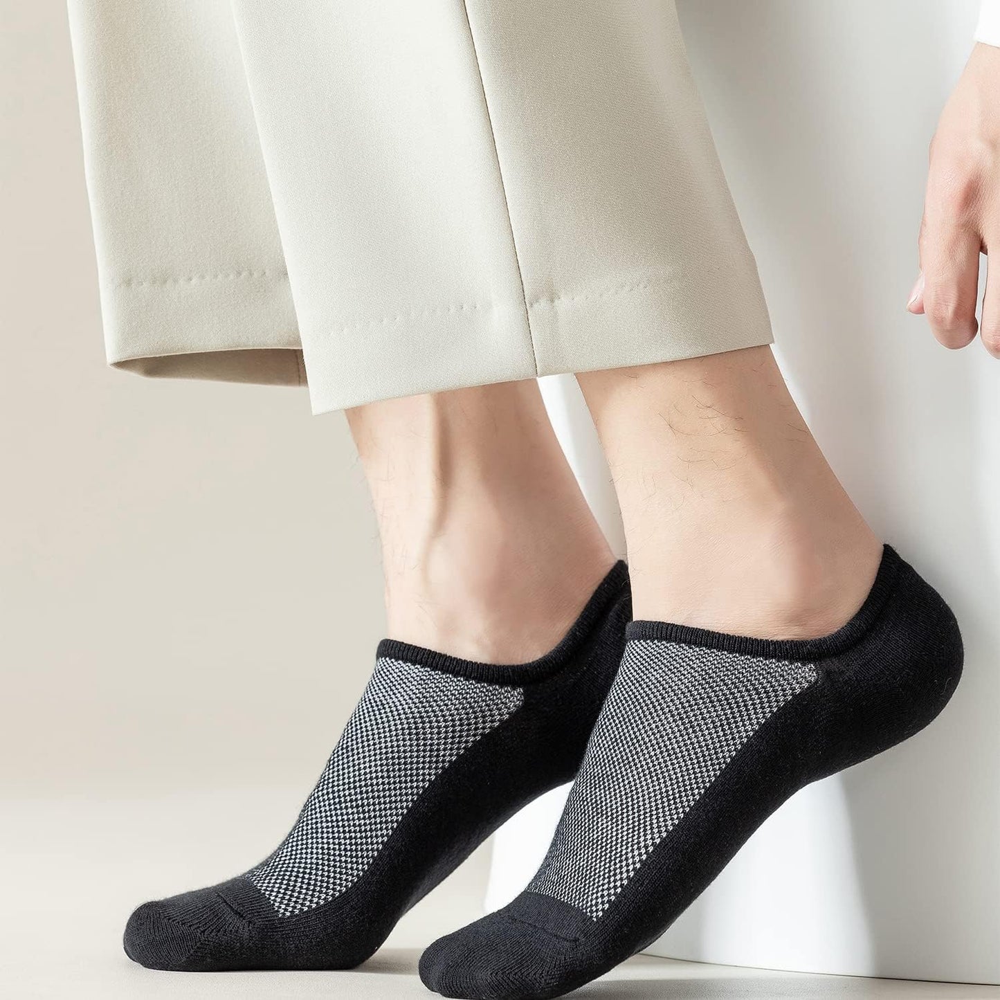 Mottee&Zconia No Show Socks - Low Cut Ankle Socks for Men | Casual Anti-Skid Cotton with Non-Slip Grips