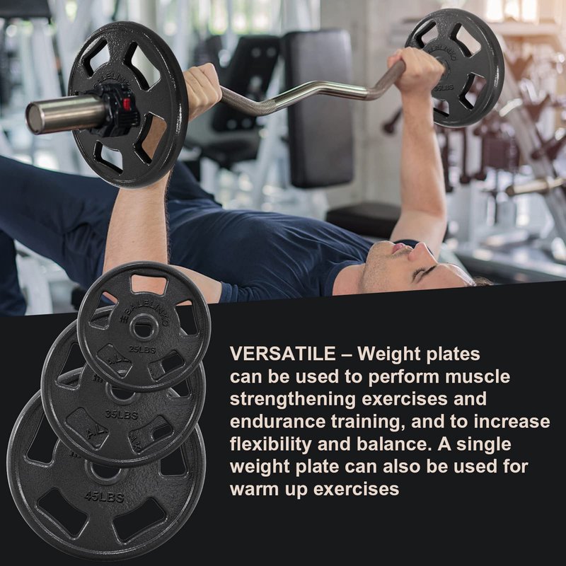 Balelinko Cast Iron 2-Inch Olympic Grip Plate Weight Plate for Strength Training, Weightlifting and Crossfit in Single, 45LB, Black