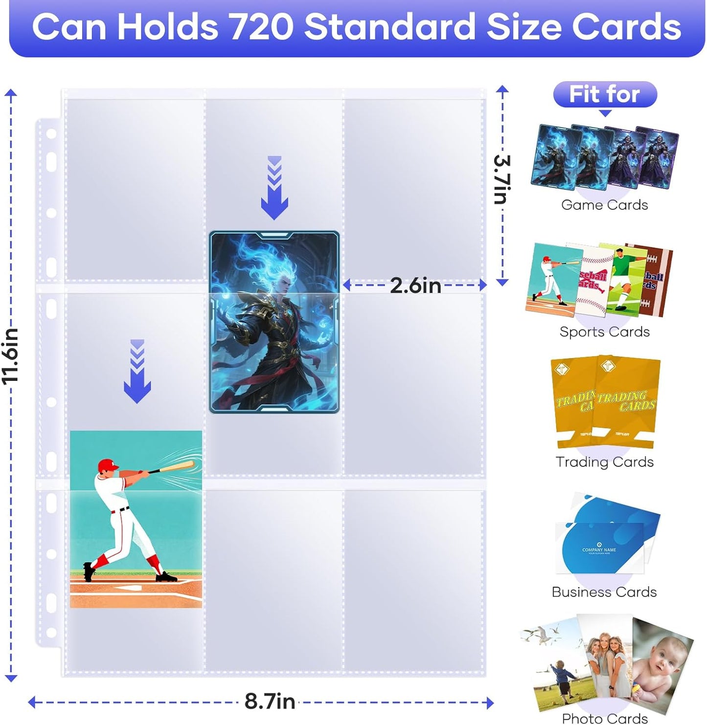 Regine Switzerland 40 Pack 9 Pocket Page Protectors - Double-Sided Card Holder Sheets for 3 Ring Binders | Fits MTG, TCG, Baseball Cards