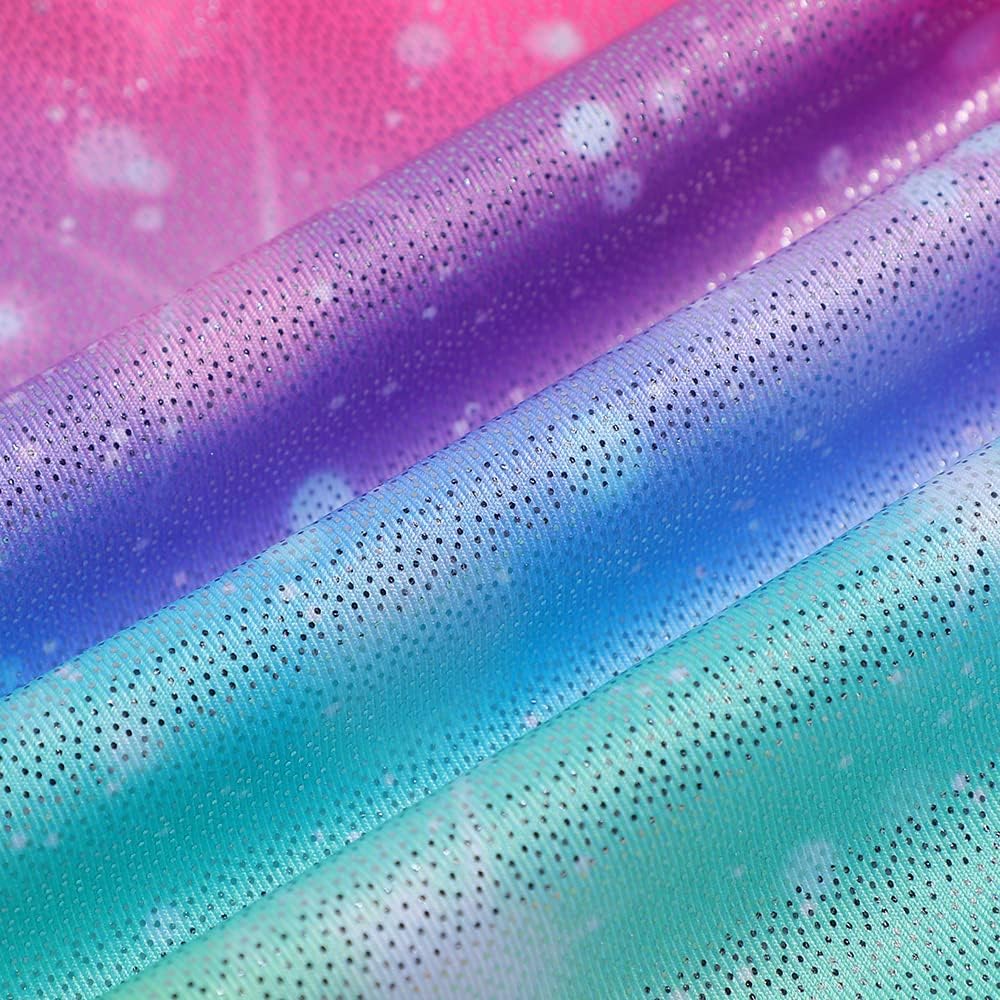 Skiennix Leotards for Girls - Shiny Mermaid Unicorn Design | Toddler Dance Biketards in Blue & Hot Pink