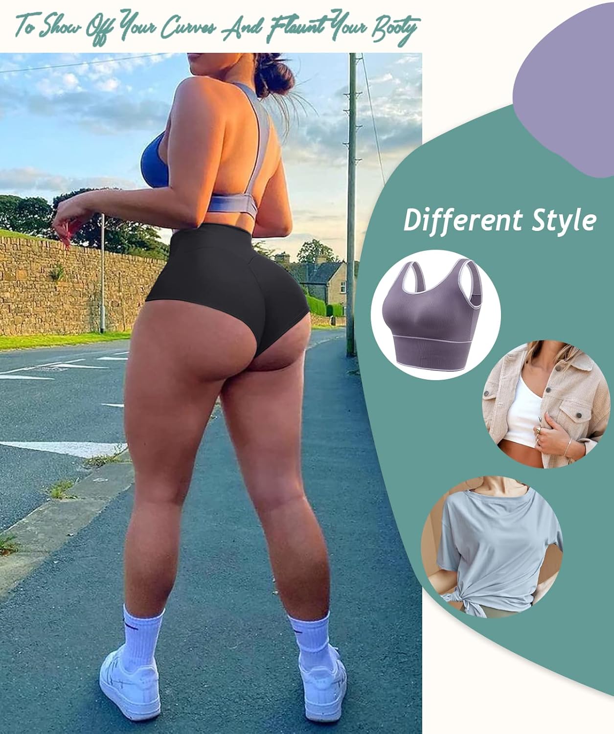 Skiennix Women's High Waist Yoga Booty Shorts - Butt Lifting Spandex Dance Leggings | Perfect for Workouts