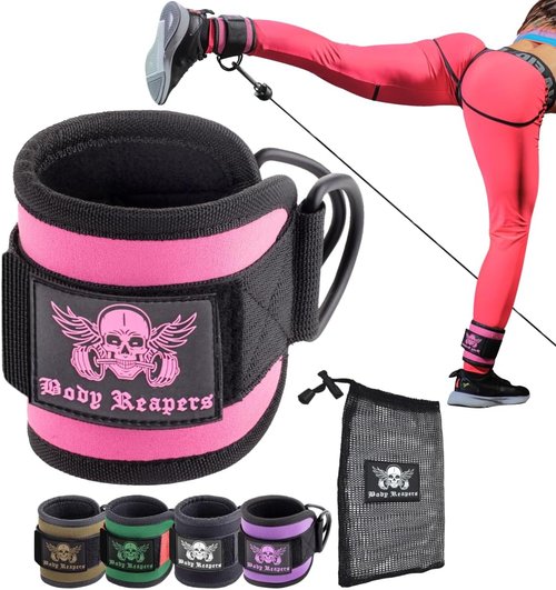 Body Reapers Ankle Cuff Cable Attachment - Adjustable Strap & Cushioned Design for Glute and Leg Workouts