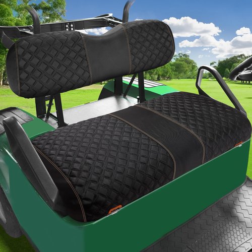 Roykaw 1680D Oxford Cloth Golf Cart Front Seat Covers for EZGO TXT, No Drilling Required, Wrinkle & Wear Resistance, Easy Installation