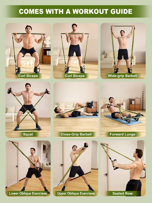 Pilates Bar Kit with Resistance Bands,260LBS Heavy Duty Resistance Bands for Working Out, Strength Pilates Equipment with Handles Door Anchor, Versatile Pilates Kit for Man Woman Full-Body Workouts