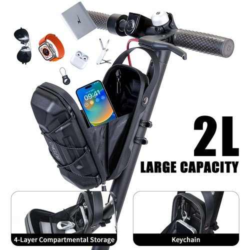 CHICLEW Electric Scooter Bag Storage, Waterproof Scooter Storage Bag with Multicolor Drawstrings, 2L Capacity Scooters Handlebar Bag, Compatible with Scooters, Bikes, Segway Ninebot and NIU