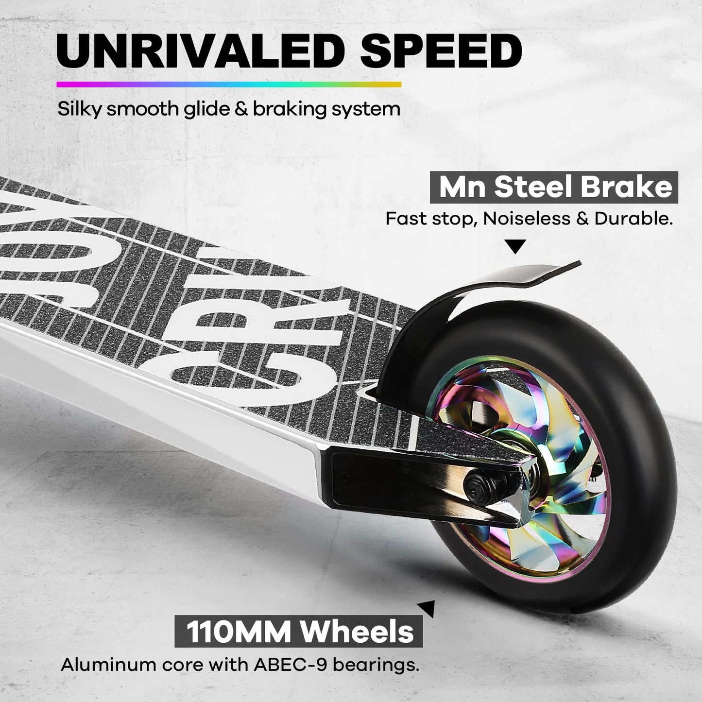 Pro Trick Scooter, Freestyle Stunt Scooter for Teens Adults and 8 Years Up Kids - Complete Beginner and Intermediate BMX Scooter (Silver)
