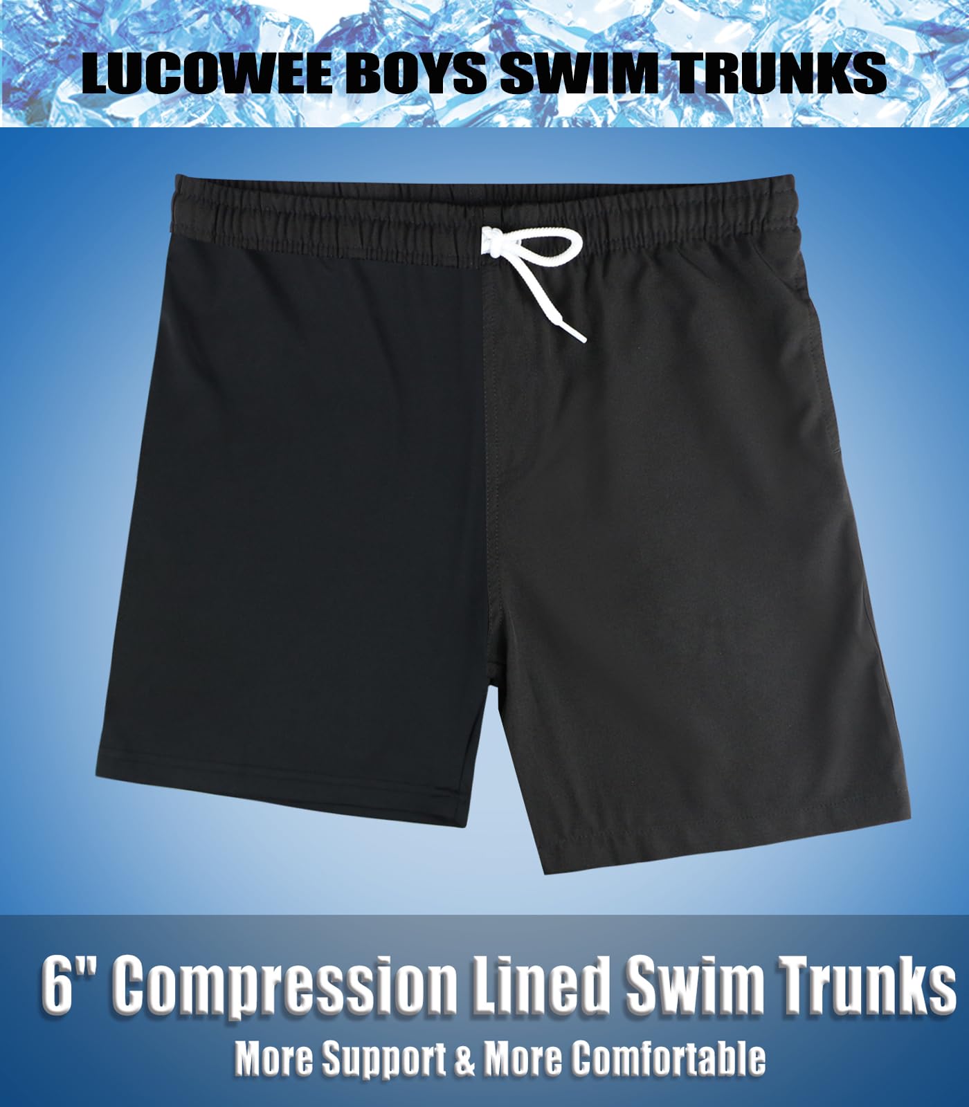 LUCOWEE Boys Swim Trunks Compression Liner Anti Chafe Swimming Shorts Bathing Lakewear Sandless Stretchy Adjustable Drawstring Quick Dry UPF 50+ Shorts Brilliant Ducks Size 14 16