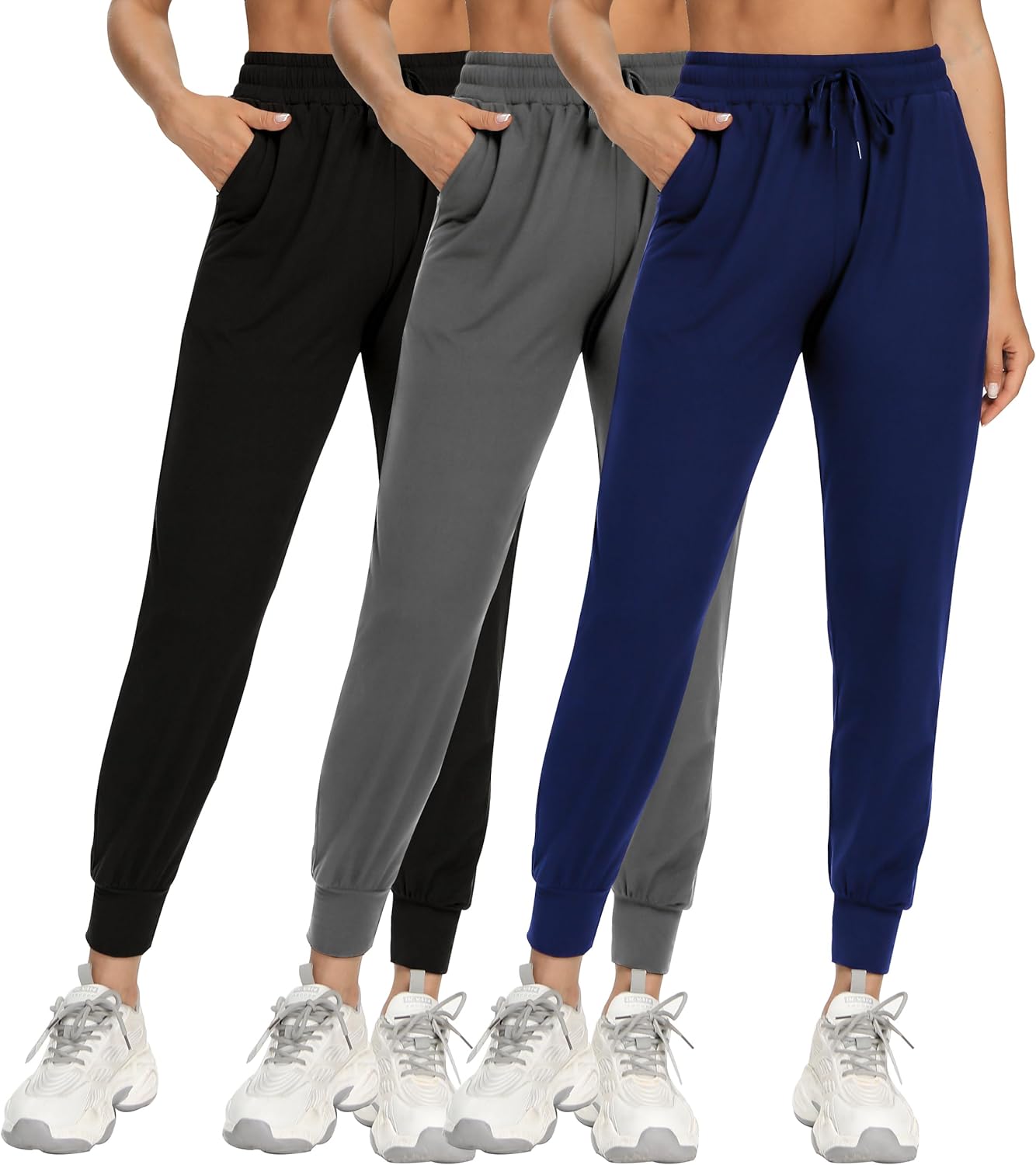 Skiennix Women's Joggers - 3 Pack Sweatpants with Pockets for Athletic Workouts | Yoga & Running