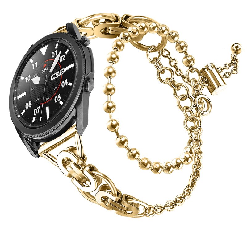 Compatible with Garmin Vivoacitve 5,Forerunner 55/165/165 Music,Venu SQ 2 Band for Women,Metal Classic Bling Replacement Luxury Jewelry Wristband Bracelet Strap (Gold)