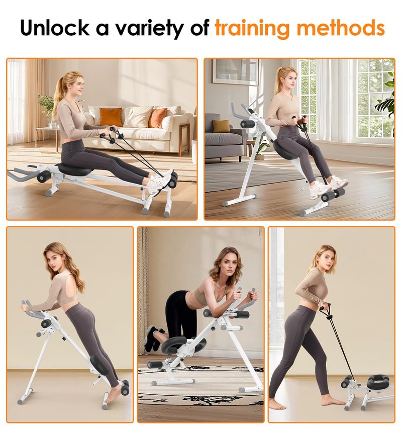 5 in 1 ab machine for stomach workout, adjustable ab trainer machine with LCD Monitor, Foldable ab workout machine With Knee and Back Protection, Load Capacity 400 LBS, Unisex, Black