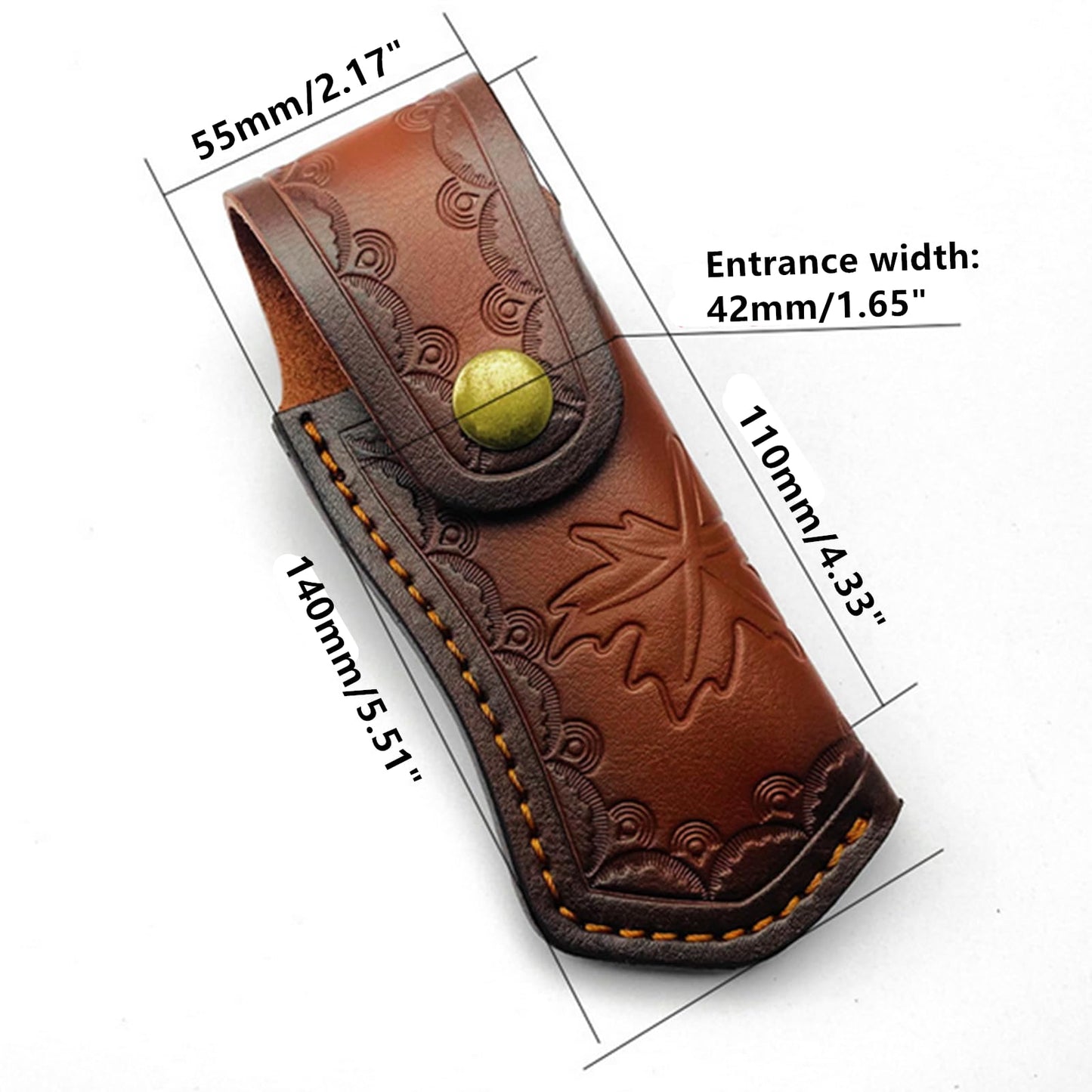 Leather Knife Sheath,Carry Snap Case for Pocket Folding Knife Pouch EDC Holster Belt Loop Brown Outdoor Hunting Camping Gift 4.33" Durability