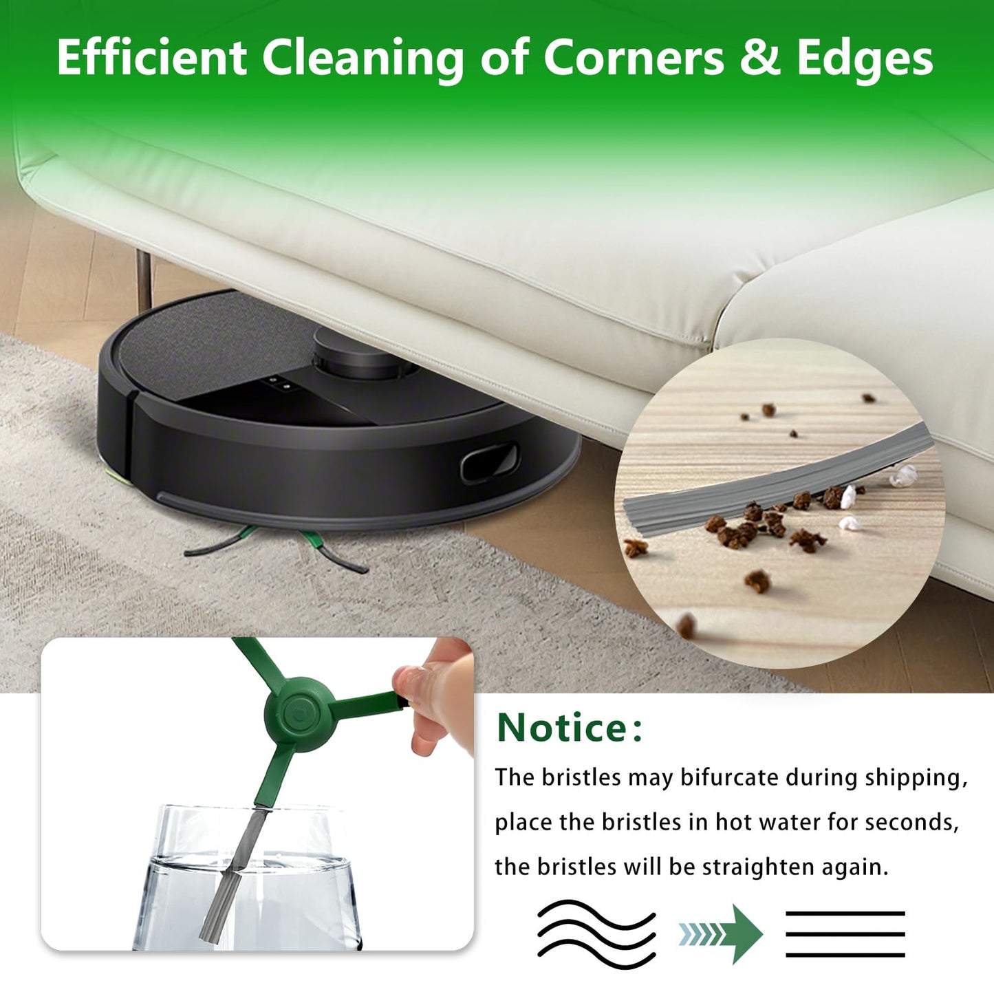 6 Pack Replacement Side Brushes Compatible with iRobot Roomba Max 705 Vac/Plus 504 Vac Robot, Edge-Sweeping Brushes Vacuum Accessories