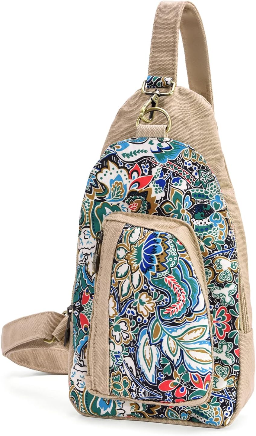 Skiennix Black Butterfly Canvas Chest Bag - Stylish Crossbody Pack for Travel | Small Size