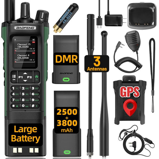 BAOFENG Radio DM32 DMR Radio Ham Radio Handheld Long Range Walkie Talkies Rechargeable 2500/3800mAh Battery GPS DM-32UV Digital Emergency NOAA Weather 5RM Tactical Radio for Survival Gear Hunting