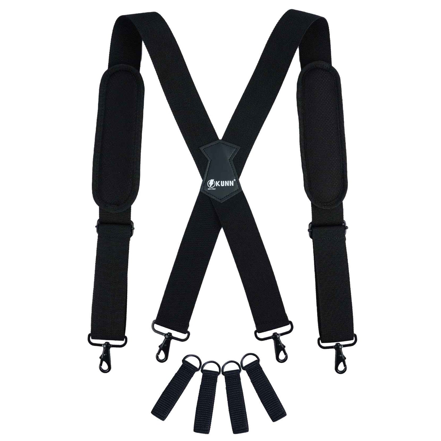 KUNN Tool Belt Suspenders Removable Padded Shoulder Work Suspenders with 4Pcs Attachment Loops,Comfortable and Adjustable