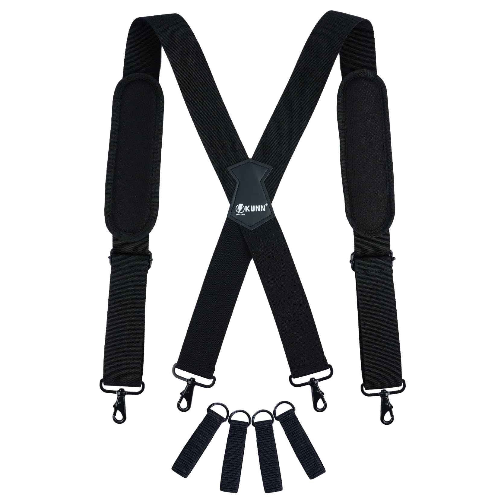 KUNN Tool Belt Suspenders Removable Padded Shoulder Work Suspenders with 4Pcs Attachment Loops,Comfortable and Adjustable