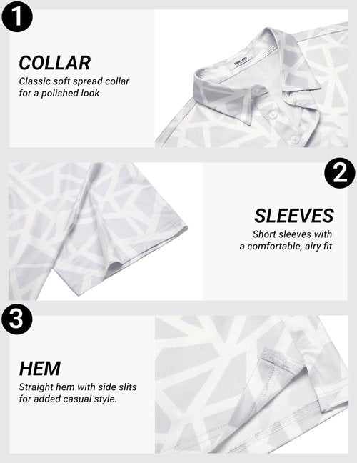 COOFANDY Men's Golf Polo Shirt - Quick Dry Performance, Moisture-Wicking, Casual Print | Short Sleeve