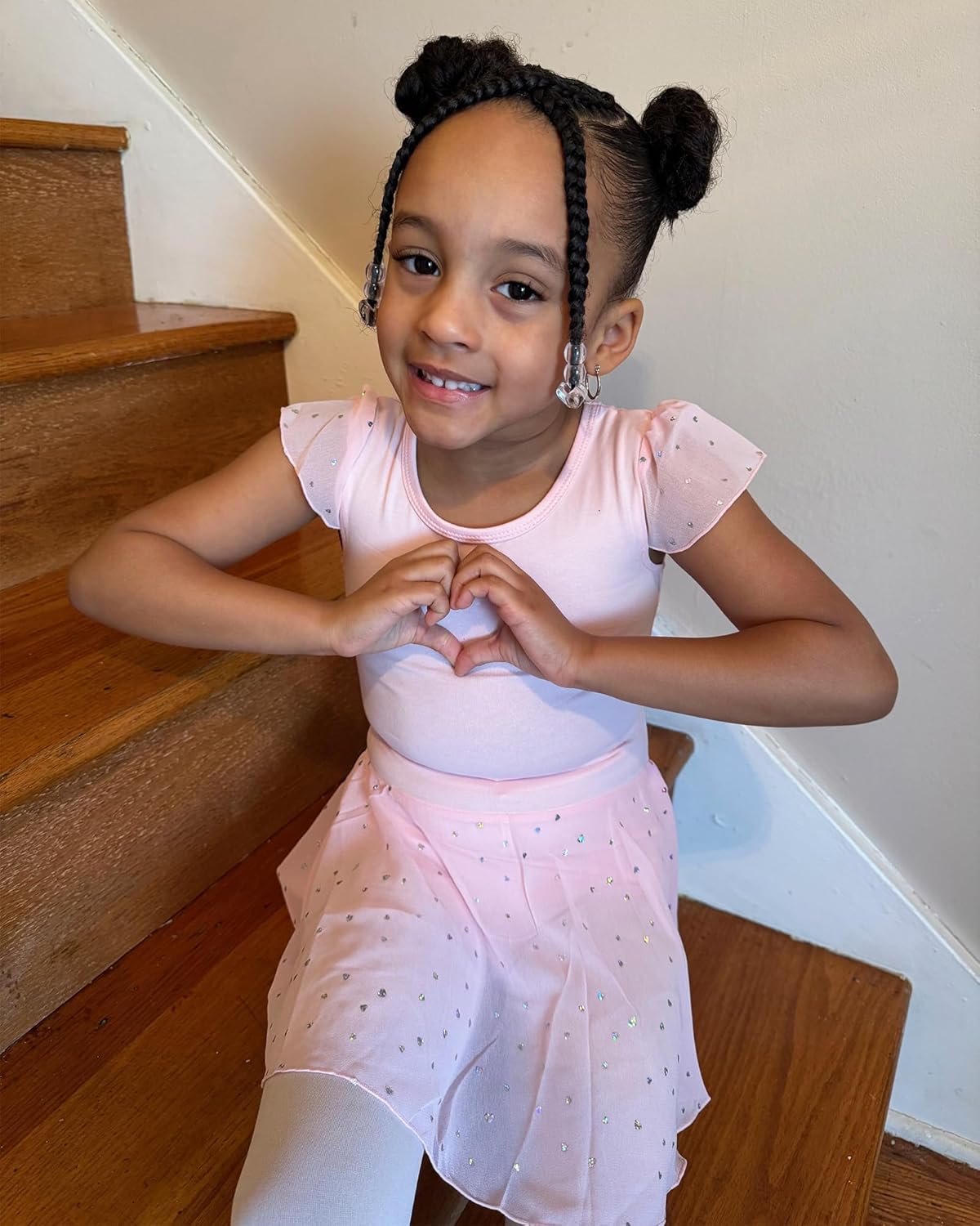 Stelle Ballet Leotard for Girls - Toddler Pink Dance Outfit with Ruffle Sleeves & Skirt