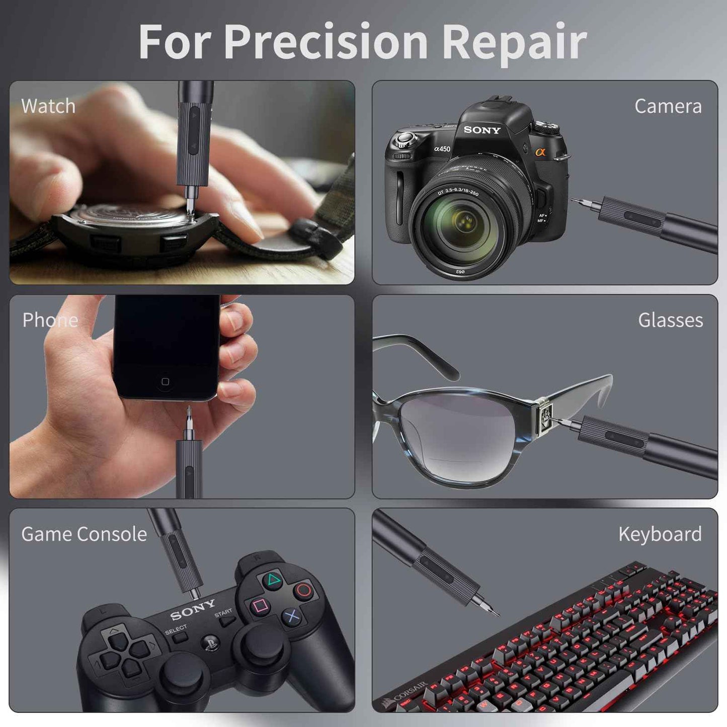 Mini Electric Screwdriver, Precision Screwdriver Set with 24 Magnetic Bits Rechargeable Magnetic Small Set for PC Building Electronic Phone Camera Laptop Watch Camera Repair Kit