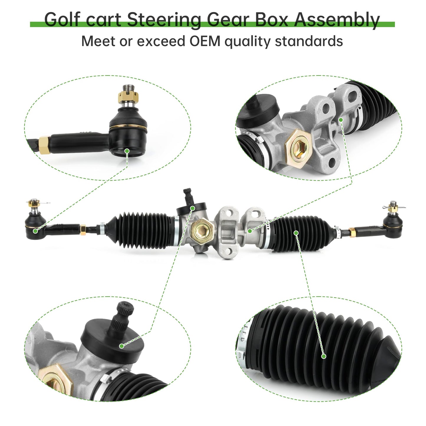 10L0L Golf Cart Steering Gear Box Assembly Fits for EZGO RXV Gas & Electric Golf Carts Years 2008-Up, Replaces OEM 601500 618329 601580