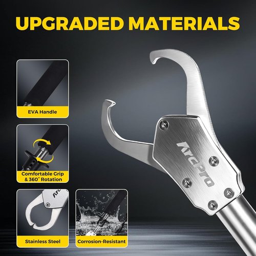 Fish Gripper - 23.8" Corrosion-Resistant Stainless Steel Tool with 40LB Capacity & Non-Slip Handle