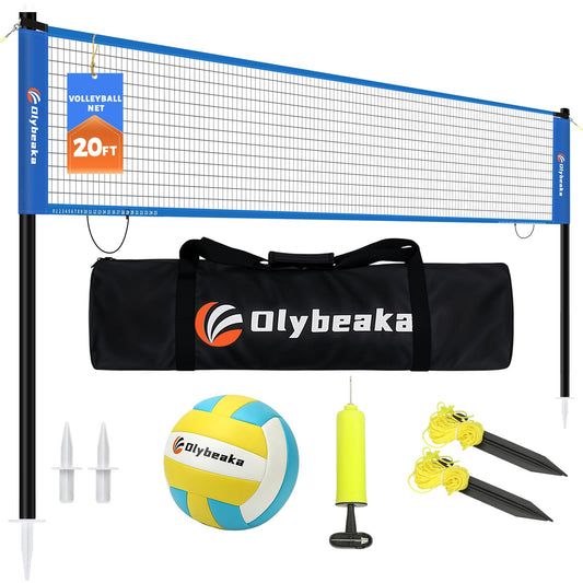 Portable Outdoor Volleyball Net Set, 20FT or 32FT, 4 Adjustable Heights